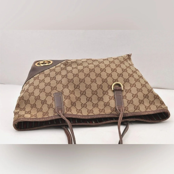 Authentic GUCCI Britt Tote Bag GG Canvas Leather - Picture 3 of 16